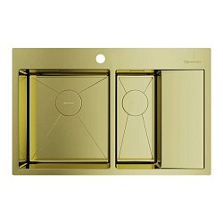 Omoikiri Akisame 78-2-LG-L нержавеющая сталь/светлое золото 1