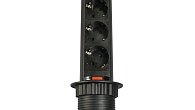 Удлинитель выдвиж. 3 розетки,max 3500W,250V,max 2,1A,1,8м, черный (фото 1)