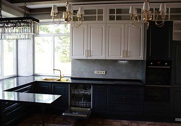 П-образная кухня неоклассика Лонгфорд эмаль/пленка/МДФ РИ200401