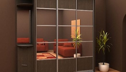 Шкаф-купе 3 двери ЛДСП с зеркальными вставками1