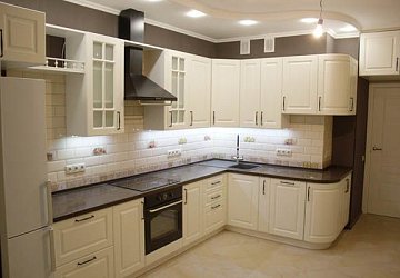 Угловая кухня неоклассика Лонгфорд эмаль/МДФ РН190306