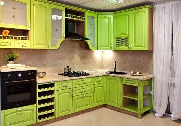 Угловая кухня классика Массив ясеня 315х165 см