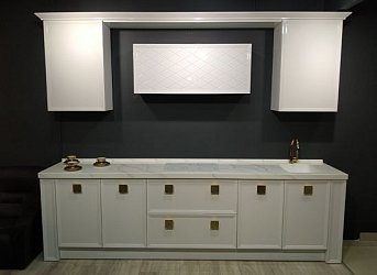 Прямая кухня неоклассика Deco/Romb Арборнова эмаль/МДФ 1