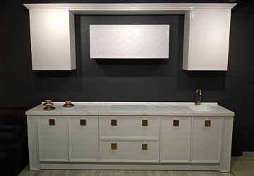 Прямая кухня неоклассика Deco/Romb Арборнова эмаль/МДФ 