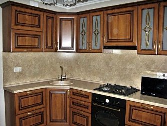 Угловая кухня классика МДФ/пленка с патиной1