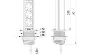 Удлинитель выдвиж. 3 розетки,max 3500W,250V,max 2,1A,1,8м, черный (фото 2)