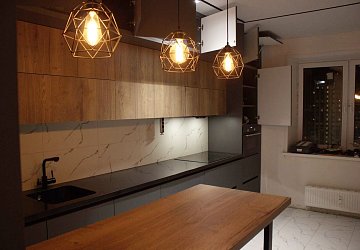 Прямая кухня модерн Fenix пластик/МДФ/ЛДСП МС200802