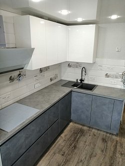 Угловая кухня Алвик Люкс Бланко / Алвик Лукс Стуко Stuko 03 РИ200802