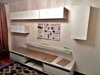 Стенка под ТВ, тумба и подвесные шкафы1