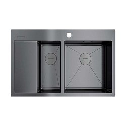 Omoikiri Akisame 78-2-GM-R нержавеющая сталь/вороненая сталь 1