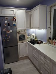 Угловая кухня классика МДФ ПП Бауэра Бьянка патина латунь ЛМ2007021