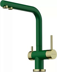 Смеситель Omoikiri Nagano-RG-LG латунь/royal green/светлое золото1