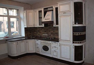 Угловая радиусная кухня прованс Массив дуб с патиной РН181207