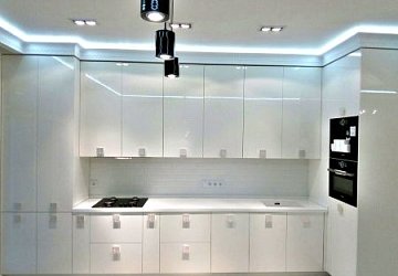 Угловая кухня хай-тек Арт Деко эмаль/МДФ 