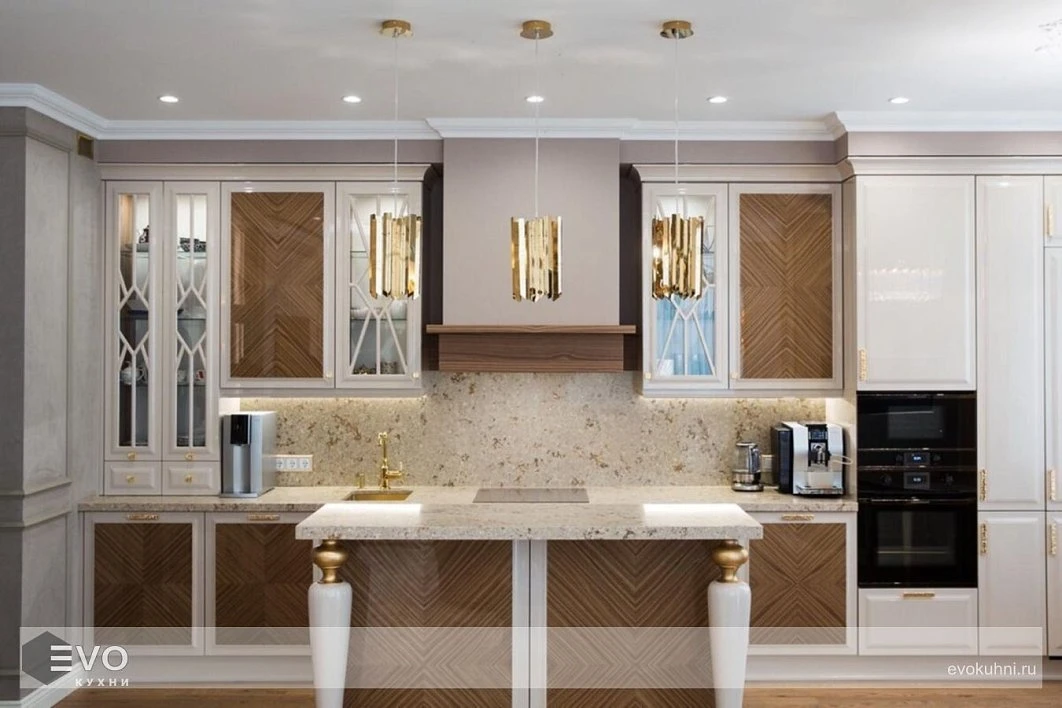  Прямая кухня модерн с островом (фото 3)