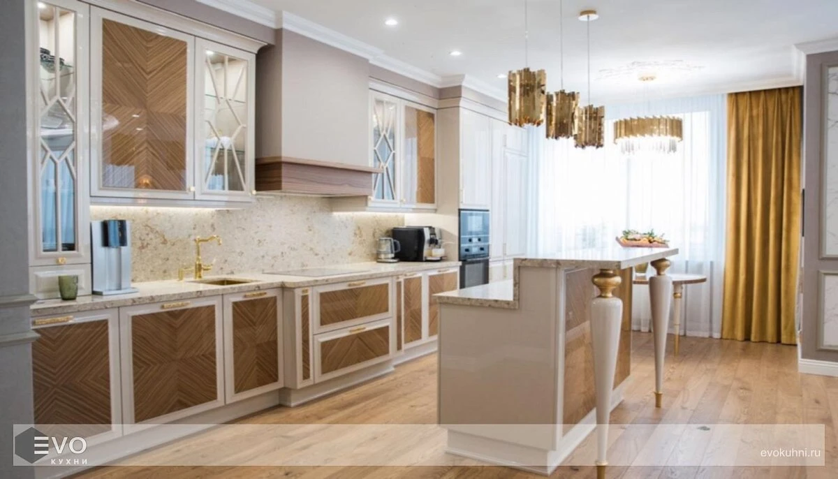  Прямая кухня модерн с островом (фото 1)