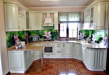 П-образная радиусная кухня классика Париж эмаль/МДФ РК180207