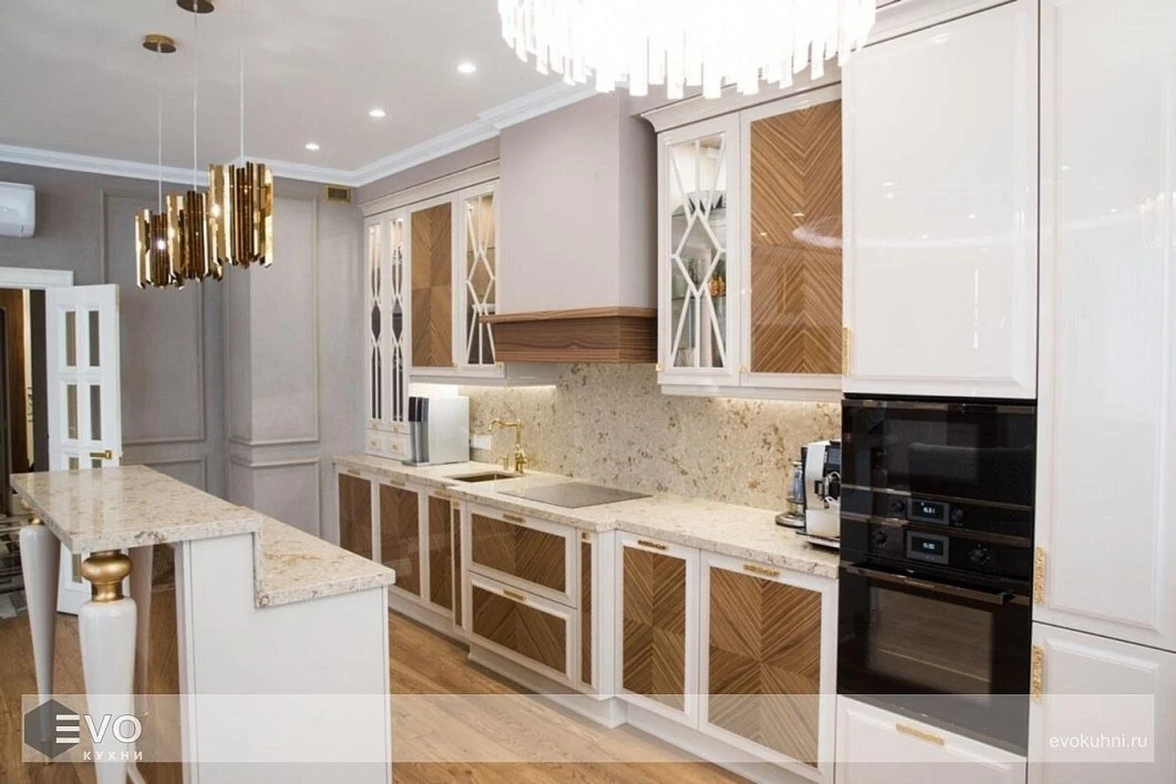  Прямая кухня модерн с островом (фото 2)