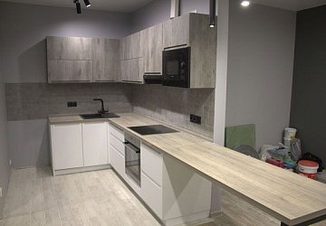 Угловая кухня модерн Родос-2 Арагон/Бетон пленка/МДФ РР190504