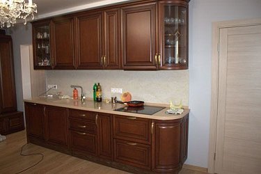 Прямая кухня классика с тумбочкой Массив ольхи с патиной ЛМ1910021