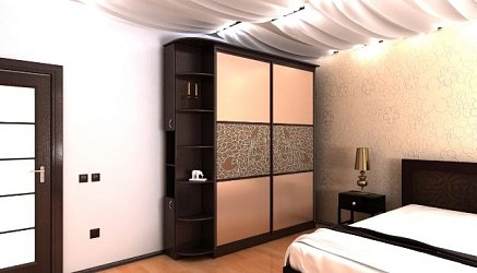 Шкаф-купе 2 двери стекло с пескоструйным рисунком1