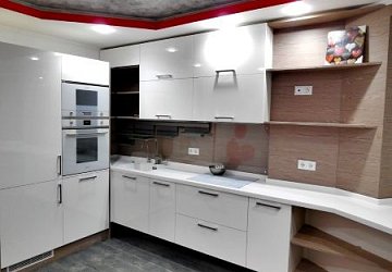 Угловая кухня хай-тек пластик/МДФ/ЛДСП Luxe Blanco РД17091